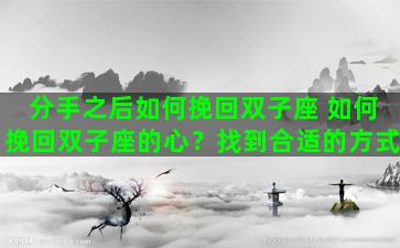 分手之后如何挽回双子座 如何挽回双子座的心？找到合适的方式